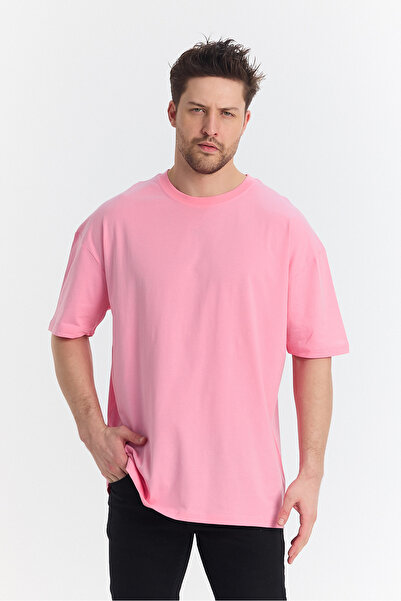 Windy Island Ανδρικό μπλουζάκι με ροζ λαιμόκοψη Basic oversized