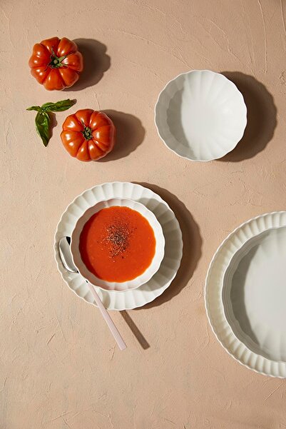 Kütahya Porselen Bone Luz Form 18 Parça 6 Kişilik Yemek Takımı