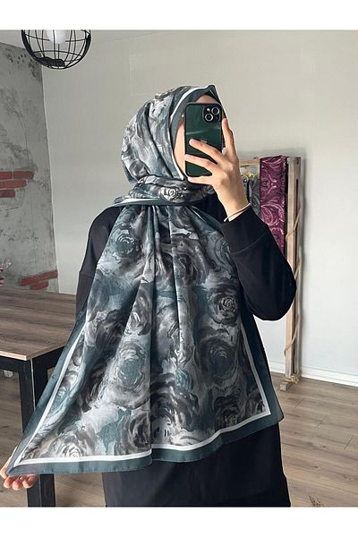 Merwiss Rose Rose Pattern Emerald Green Shawl