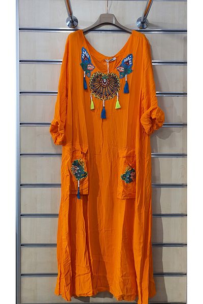 Park Moda Dress Plain Pattern Tassel Detailed