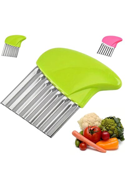 Arabest Wavy chopper for vegetable and potato chips, stainless steel blade, random color handle, durable