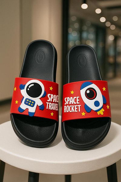 GEZER Unisex Kids Ultra Soft Astronaut Pattern Pool Sea Bath and Beach Slippers Step by Step