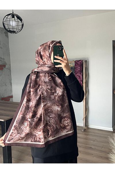 Merwiss Rose Rose Pattern Mocha Shawl