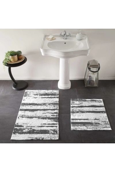 Chilai Home Set 2 bathroom rugs mixed fiber, Tac Clasy Gray
