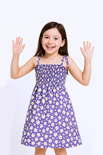 HÇM KIZ ÇOCUK ASKILI ELBİSE ÇİÇEK DESENLİ B35 HCM00119