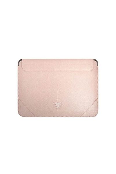 Guess Husa Premium Guess Sleeve Saffiano Triangle Logo, Compatibila Cu Laptop / Macbook 16 Inch, Roz