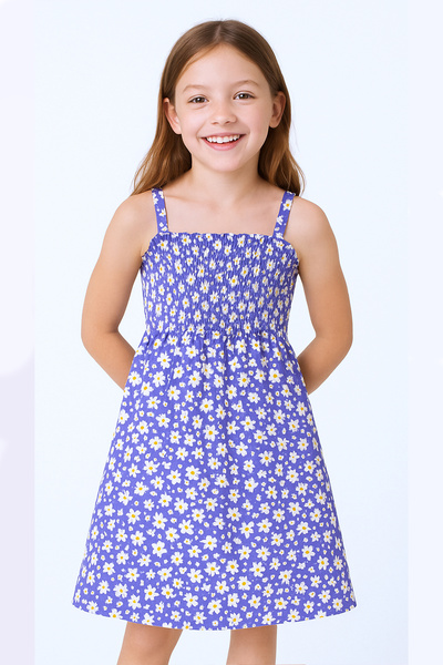 HÇM KIZ ÇOCUK ASKILI ELBİSE ÇİÇEK DESENLİ B35 HCM00119