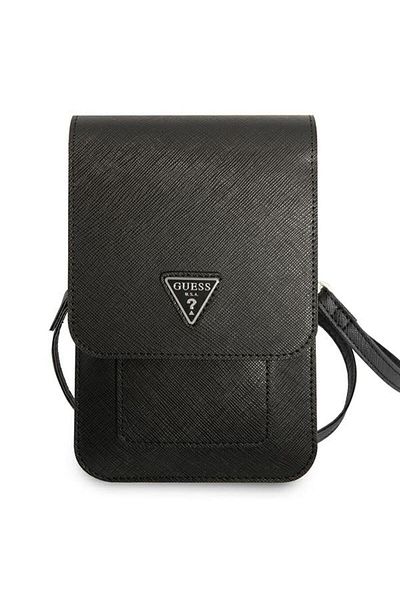 Guess Guess PU Saffiano Triangle Phone Bag Black, removable strap
