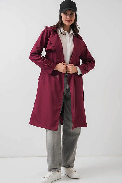 Bigdart Double Breasted Collar Claret Red Women's Trench Coat 5918