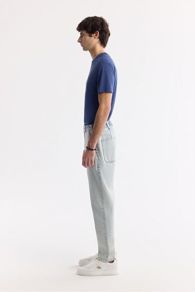Avva Pantaloni de jeans pentru bărbați, albaștri, spălați învechiți, 100% bumbac A51y3550