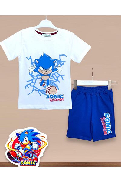 LİTTLE TORTOİSE Sonic-Spider,Man-Minecraft Printed Summer Boys T-Shirt Shorts 3-Piece Set