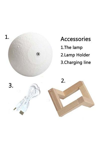 DLC مصباح LED ثلاثي الأبعاد على شكل قمر RGB متعدد الألوان 13 سم