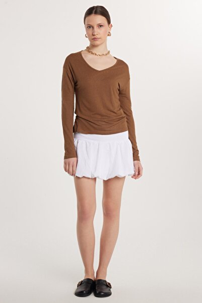 Tudors Жіноча балонна міні-спідниця з еластичним поясом, біла