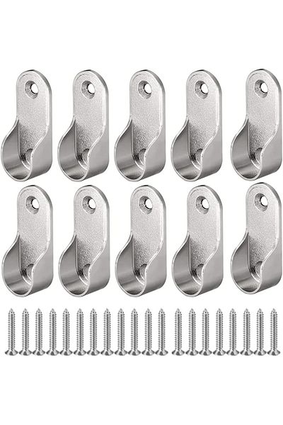 Generic AL ARQAM 10Pcs Oval Closet Rod End Bracket – Wardrobe Tube Support with Screws for Hanging Rod