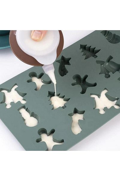 mys silicone Medy Practical Silicone Christmas Themed 15 Pack Cake, Chocolate, Candle, Soap Mold