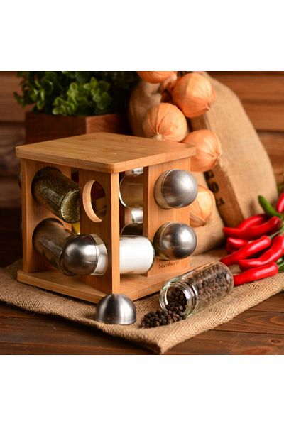 Bambum Fonti 8 Li Bamboo Spice Rack
