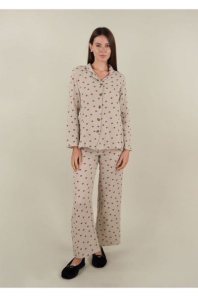 COLORDS Women's Muslin Heart Pajama Set
