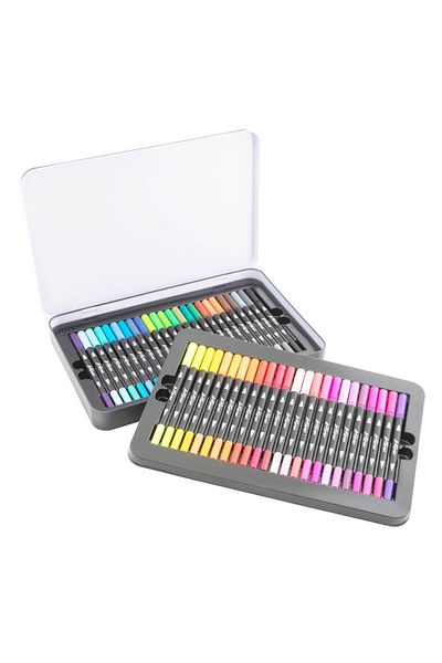 Nassau fine art Set Of 48 Artgram Double-ended Markers With Brush Tip And Liner