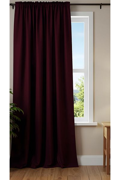 Yuka Blackout Lightproof Background Curtain Claret Red Color Single Wing Plain 100% Blackout Sunshade Plain 120 X 260