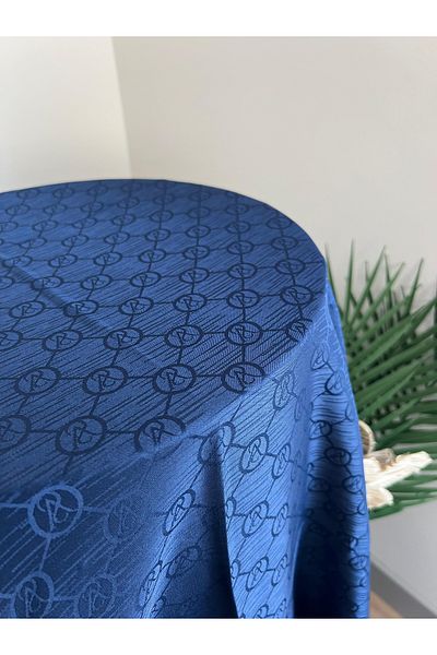 VaVscarfs Vs Pattern Cotton Jacquard Shawl Navy Blue