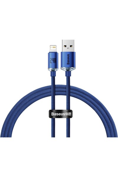 Baseus Crystal Shine Fast Charging 2.4A Lightning Kablo 1.2m-Mavi