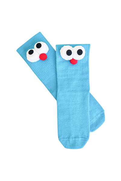 ZEYZEY MONKEY 1 Pair Blue Burst Eyes Funny Design Solid Color Unisex Sports Socks