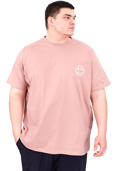 ModeXL Ανδρικό μπλουζάκι με λαιμόκοψη με λαιμόκοψη μεγάλου μεγέθους XL GREAT U25024 Ροζ