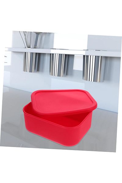 COOYA 2100ml Lunch Box, Safe Silicone, With Lid, Leak-Proof Design, Reusable, Suitable for Children, Red
