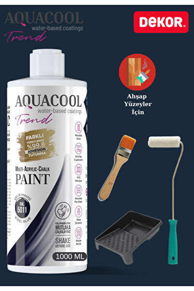 Aquacool Trend Aquacool 1000 ml Ahşap Dönüşüm Boyama Seti Kadife Rulo, Boyacı...