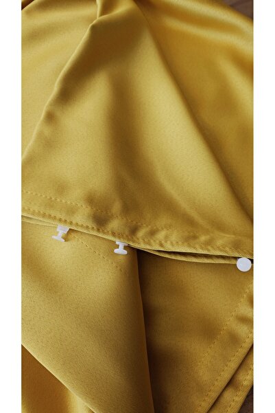 Yuka Blackout Light Proof Background Curtain Mustard Color Single Wing No Pleats 100% Blackout Sunshade