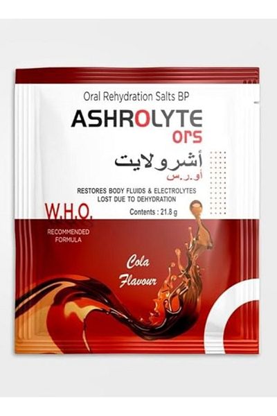 Ashrolyte -Oral Small Rehydration Salts BP ORS Sachets , Cola Flavor, 10's