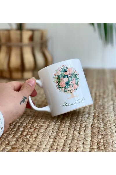 Gift Moda Kişiye Özel Çiçek Kadın Tasarımlı Kupa