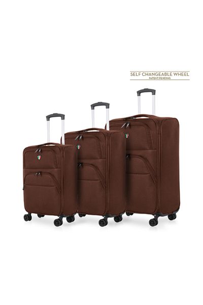 TUCCI 3-Piece Volo Expandable Soft Polyester Luggage Trolley Set