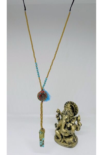 mama india alaçatı Ethnic Design Turquoise Stone Macrame Authentic Bohemian N...