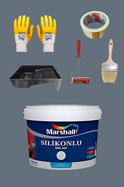 Marshall 5'li Set Silikonlu Özel Mat Duvar Boyası Füme 50 Çeşit Renk 2.5lt