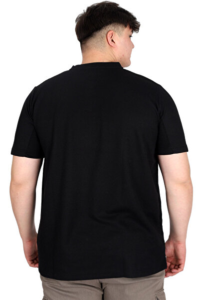 ModeXL Mode XL Ανδρικό μπλουζάκι με γιακά Judge Waffle U20036 Μαύρο