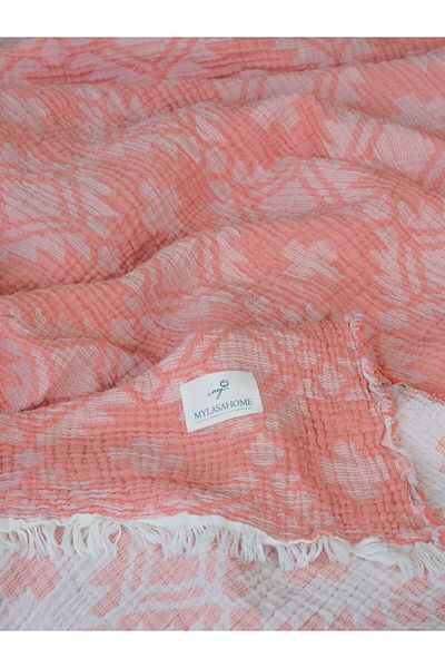MYLASA HOME Muslin 4 Layer Aztec Patterned (Jacquard) Double Bedspread-Summer Pique 220X240Cm