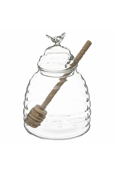 Five Simply Smart وعاء عسل زجاجي مع ملعقة من خشب البلوط سعة 400 مل