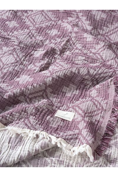 MYLASA HOME Muslin 4 Layer Aztec Patterned (Jacquard) Double Bedspread-Summer Pique 220X240Cm