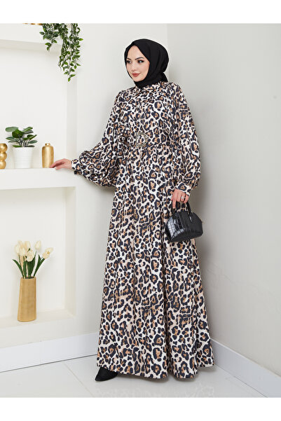 EFSUN MODA LEOPAR DESENLİ ELBİSE KAPLMA KEMER 2002