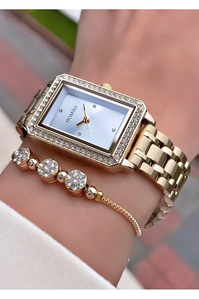 Homies Gold Color 2 Years Warranty Steel Cord Women Wrist Watch
