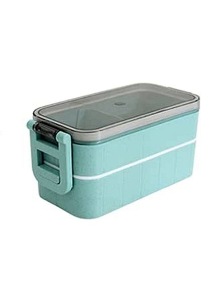 COOYA 700 Ml Lunch Box, Double Compartment, Leak-Proof Design, 17.5x8.1x8.5 Cm, For Lunch, School, Green