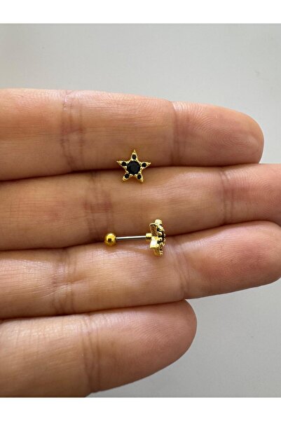 Arescollection zirkon taşlı yıldız helix lobe tragus uyumlu 1 adet piercing küpe