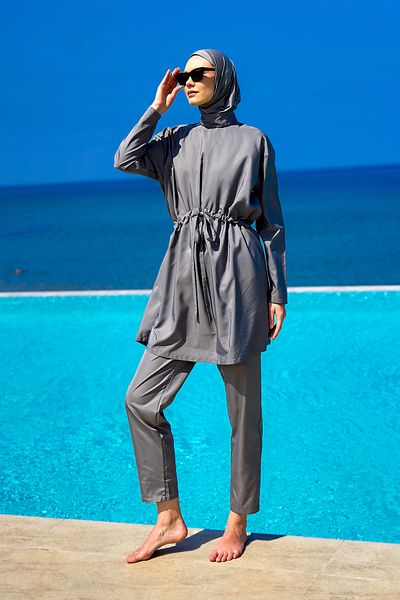 A Andalus Καλυμμένο μαγιό Hijab με κρυφό φερμουάρ A2502-4