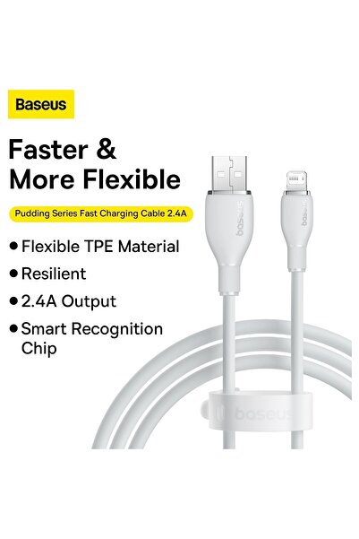Baseus Pudding Serisi Iphone 14 13 12 11 X 7 8 Serileriyle Uyumlu Usb To Lightning 2.4 Amper Hızlı Ş