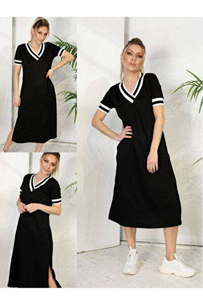 Generic Brand Rochie de damă, cu mâneci scurte, cu decolteu în V, cu mâneci ș...