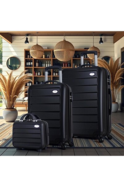 My Valice Ruby Abs Kabin Orta Ve Makyaj Boy Siyah 3'lü Valiz Seti