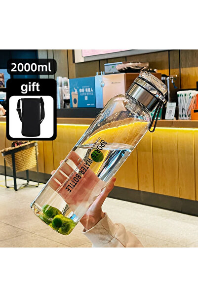 Choice زجاجة مياه زجاجية شفافة سعة كبيرة 750-2000 مل، كوب عصير حليب، مناسب لل...