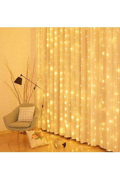 DLC Decorative curtain string lights 3 m x 2 m 200 working LED bulbs