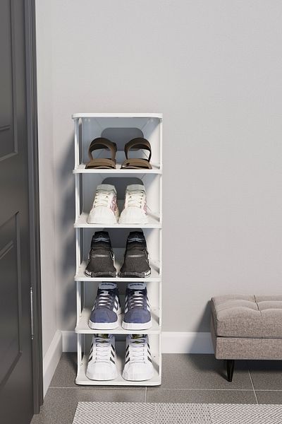 Omaş Household Product Luxury New Model White Colored 5-Tier Portable Shoe Stand